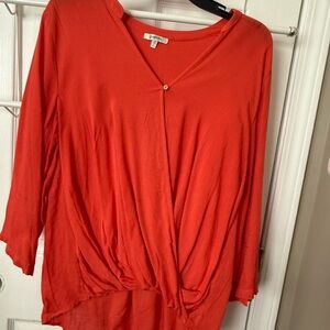 JODIFL Coral V-Neck Blouse
